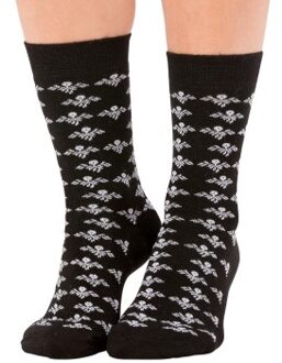 Trofe Bamboo Flower Socks 2 stuks * Actie * Zwart,Grijs,Wit - Maat 35/38,Maat 39/42
