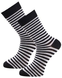 Trofe Bamboo Stripe Socks 2 stuks Zwart,Grijs,Blauw - Maat 35/38,Maat 39/42