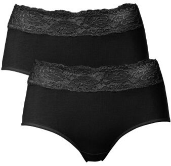 Trofe Lace Trimmed Midi Briefs 2 stuks Zwart,Wit,Geel,Beige - Small,Medium,Large,X-Large,XX-Large