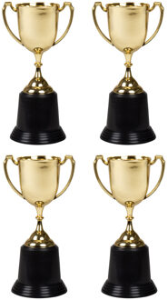 Trofee/prijs beker met handvaten - 4x - goud - kunststof - 22 cm