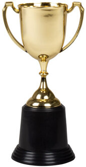 Trofee/prijs beker met handvatenA‚A - goud - kunststof - 22 cm - Fopartikelen