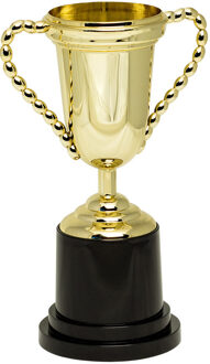 Trofee/prijs beker met oren - goud - kunststof - 25 x 11 cm