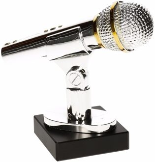 Trofee - Zang/zing/voice - winnaar - award/prijs - Microfoon - Karaoke - 15cm Zilver
