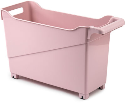 Trolley - pastel roze - L45 x B17 x H29cm - opberger op wieltjes