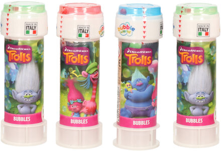 Trolls 4x Trolls/trollen bellenblaas flesjes met bal spelletje in dop 60 ml voor kinderen - Bellenblaas