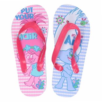 Trolls kinder slippers roze/blauw