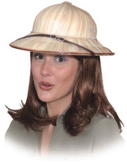 Tropen/safari Thema Verkleed Helm Van Stro 60 Cm - Verkleedhoofddeksels Beige