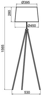 Tropic vloerlamp wit, kabel rood wit, chroom, rood