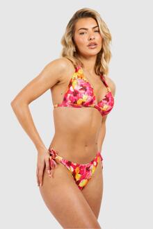 Tropical Tie Side Bikini Brief, Pink - 16