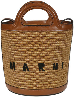 Tropicalia Mini Bucket Raffia Schoudertas Marni , Brown , Dames - ONE Size