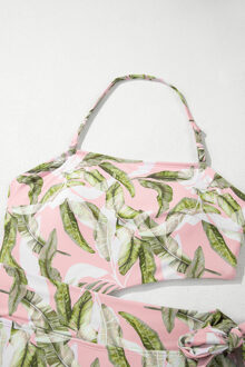 Tropisch Afdruk Uitgesneden Eengedeelte Badpak Roze