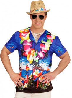 Tropisch Hawaii T-shirt Blauw, Multikleur - Print