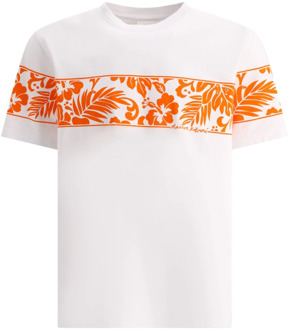 Tropische Band T-Shirt 100% Katoen Maison Kitsuné , White , Heren - Xl,L,M,S