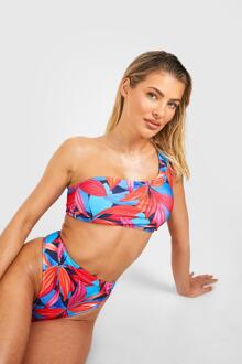 Tropische Bikini Set Met Eén Blote Schouder, Tropical Orange - 34