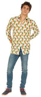 Tropische blouse/overhemd met ananassen print voor heren L (50)