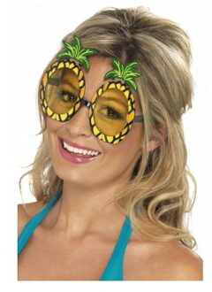 Tropische Hawaii thema verkleed bril met ananas glazen - Verkleedbrillen Multikleur