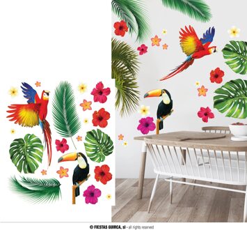 Tropische Muursticker Set Toekan Hawaii Multikleur - Print