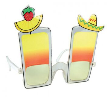 Tropische verkleed bril met cocktail glazen - Hawaii party - plastic - volwassenen