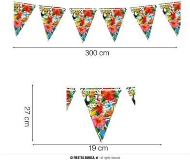 Tropische Vlaggenlijn Toekan Hawaii (300cm) Multikleur - Print