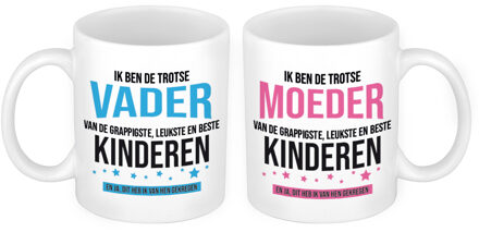 Trotse moeder en vader van de leukste kinderen - Vaderdag / moederdag - feest mokken Wit