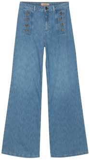 Trousers Twinset , Blue , Dames - W25,W26