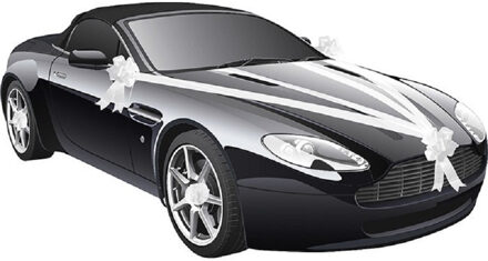 Trouwauto decoratie lint - wit - bruiloft benodigdheden - Feestdecoratievoorwerp