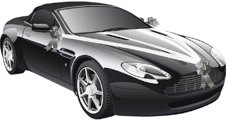 Trouwauto decoratie lint - wit/zilverA - bruiloft benodigdheden - Feestdecoratievoorwerp