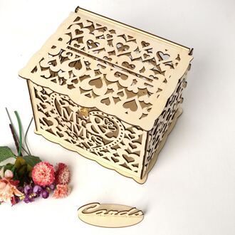 Trouwkaart Dozen Houten Doos Bruiloft Benodigdheden Diy Paar Herten Vogel Bloem Patroon Grid Visitekaartje Houten Doos