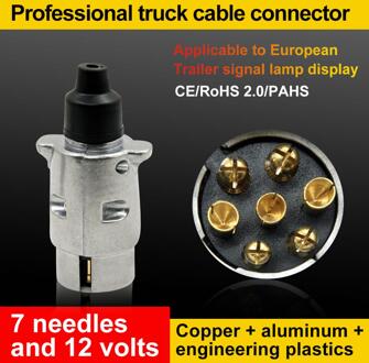 Truck Accessoires 7-Pin 12 Volt Aluminium Plug Truck Kabel Connector Europese Auto Trailer Signaal Licht Trailer Plug