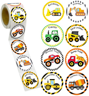 Truck Stickers for Kids Perforated Stationery Stickers Construction Car Birthday Party For student Children 500PCS/Roll 2020 New