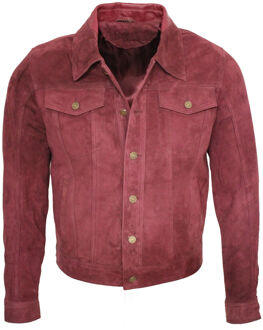 Trucker geit suède leren overhemd jeansjack Bourgogne - XS