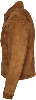 Trucker geit suède leren overhemd jeansjack Bruin - 5XL