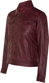 Trucker slim-fit leren overhemd-jeansjack Bourgogne