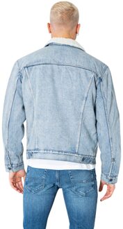 Trucker spijkerjas met teddyvoering Indigo