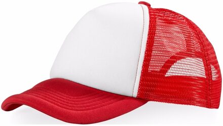 Truckers baseball cap of petje - rood/wit - voor volwassenen - verstelbaar - mesh stof