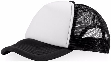 Truckers baseball cap of petje - zwart/wit - voor volwassenen - verstelbaar - mesh stof