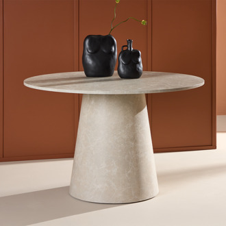 Trude houten eettafel beige marmerlook - Ø 120 cm