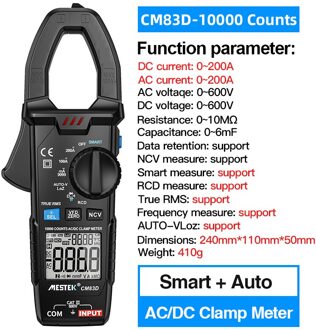 True Rms Digitale Stroomtang Mestek CM83D Dc Ac Stroom Spanning Ampere Ncv Ohm Tester Amperemeter Multimeter Elektricien Tool