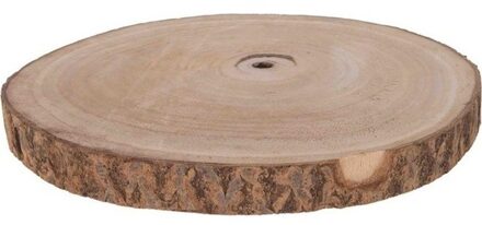 True to Nature 1x Woondecoratie ronde boomschijf 30 cm van Paulowna hout - Woonaccessoires boomschijven rond