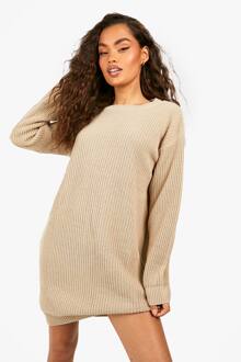Trui-Jurk Met Ronde Hals, Camel - XL