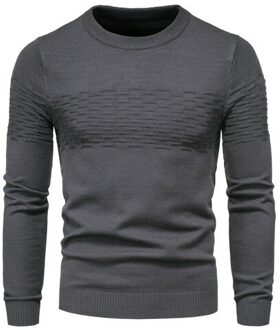 Trui Mannen Herfst Winter Mannen Solid Ronde Kraag Plaid Trui Slanke Warme Lange Mouw Mannen 'S Trui donker grijs / L
