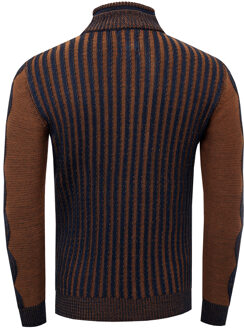 Trui met 1/2 rits in contrasterend design - maat XL Blauw