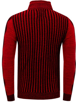 Trui met 1/2 rits in contrasterend design - maat Zwart/rood