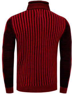 Trui met 1/2 rits in contrasterend design Rood