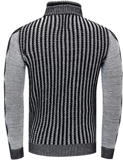 Trui met 1/2 rits in contrasterend design Zwart - S