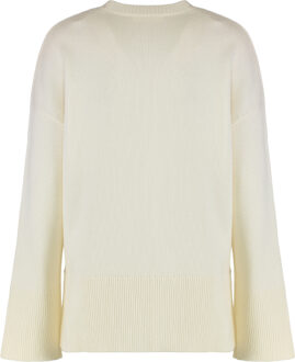 Trui met een Ronde Hals van Wol en Kasjmier Crème - S