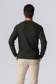 Trui met kabelpatroon - Leger - maat 3XL Donkergroen