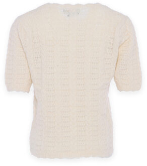 Trui met korte mouwen Dames wolwit Gebroken wit - XL/2XL