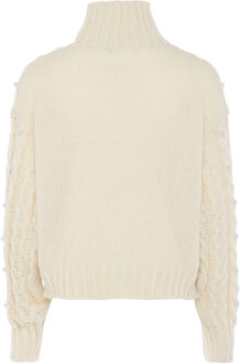 trui met parels Dames wolwit Gebroken wit - XL/2XL