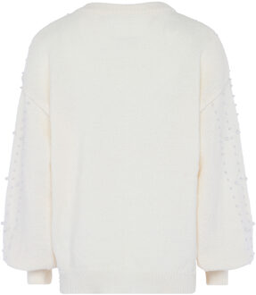 trui met parels Dames wolwit - maat XL/2XL Gebroken wit
